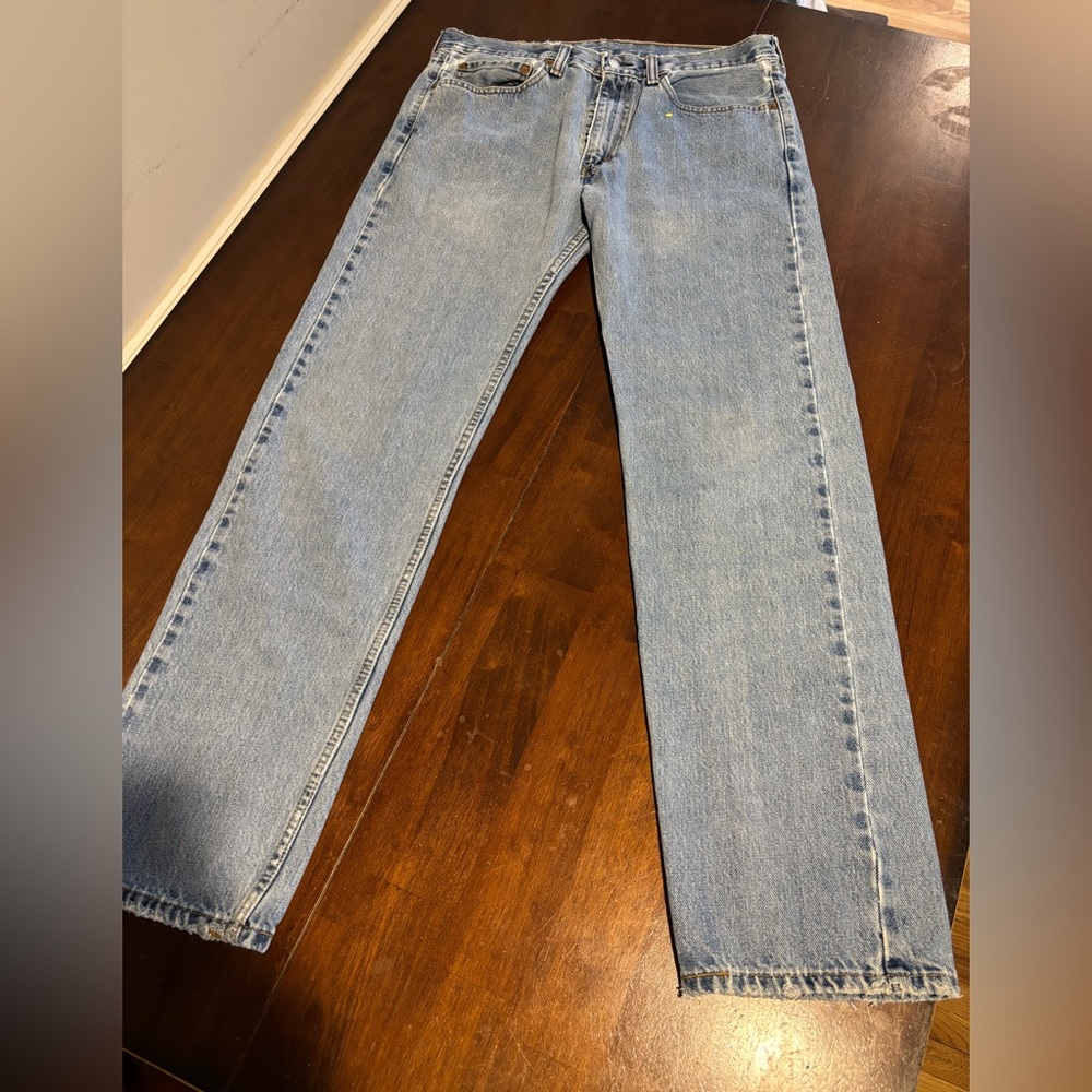 Levi’s Classic Blue Denim 505 Jeans.